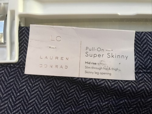 LC Lauren Conrad Pants Mid Rise Pull On Super Skinny Black Navy Blue size XS NWT - Picture 3 of 4