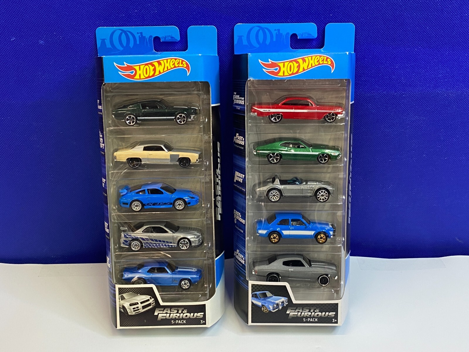 HOT WHEELS FAST & FURIOUS 5 PACK LOT OF 2 INCLUDES SKYLINE/PORSCHE/CHEVELLE/ETC