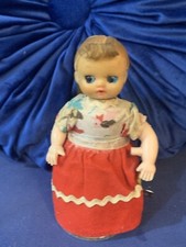 Antique Vintage 6.5" Wind Up Japan Tin Cloth Dancing Doll Works Great