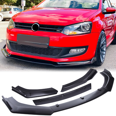 For VW Polo GTI Scirocco Matte Black Front Bumper Lip Spoiler Splitter Body Kit