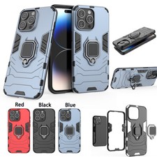 For iPhone 16 Plus 15 11 7 Armor Case Magnetic Shockproof Cover With Ring Holder