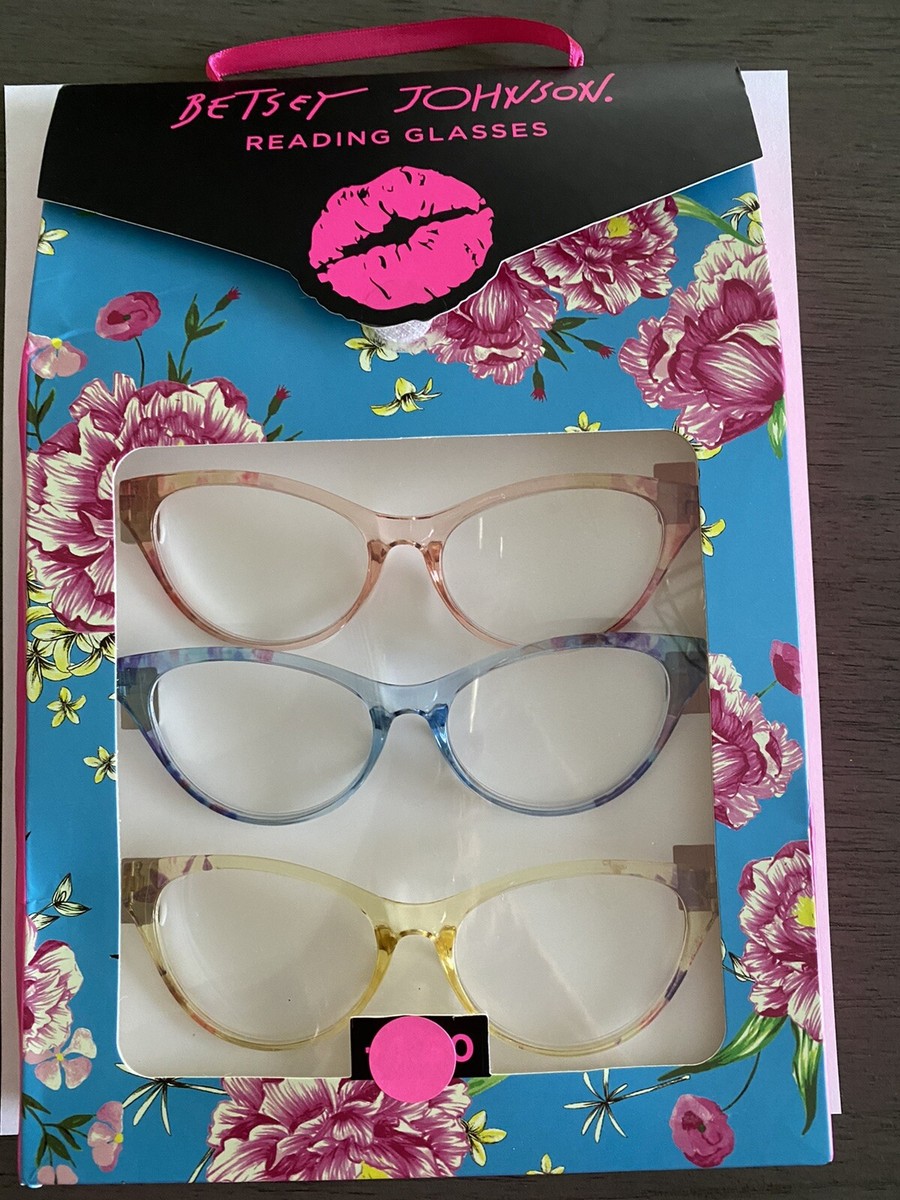 BETSEY JOHNSON 3 pk PEACH, BLUE, YELLOW Cat Eye Readers  display picture 3