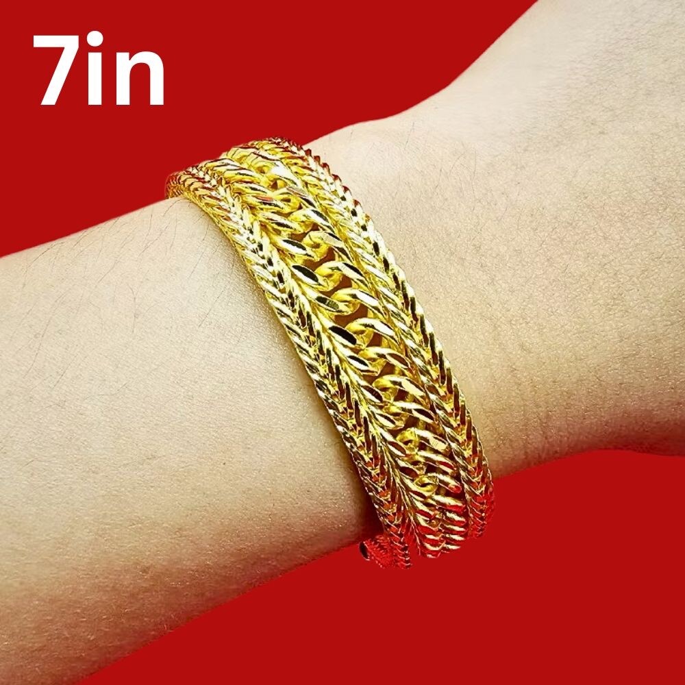 18K 22K 23K 24K THAI BAHT YELLOW GOLD WOMEN MEN Bracelet in
