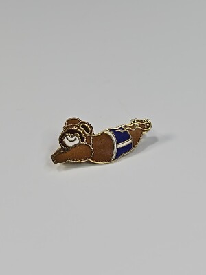Russia Summer Olympic Games 1980 Lapel Pin Mascot Misha Bear Swimming 
