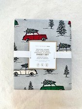 Pottery barn Teen Driving Home For Christmas Organic Flannel Sheet set Twin XL