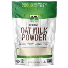 NOW Organic Oat Milk Powder 12 oz – Avena Vegana Sin Azúcar ni Lácteos