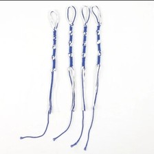 Judaism Tzitzits Set of Four White with Blue Thread - Tassels with Longer Blue