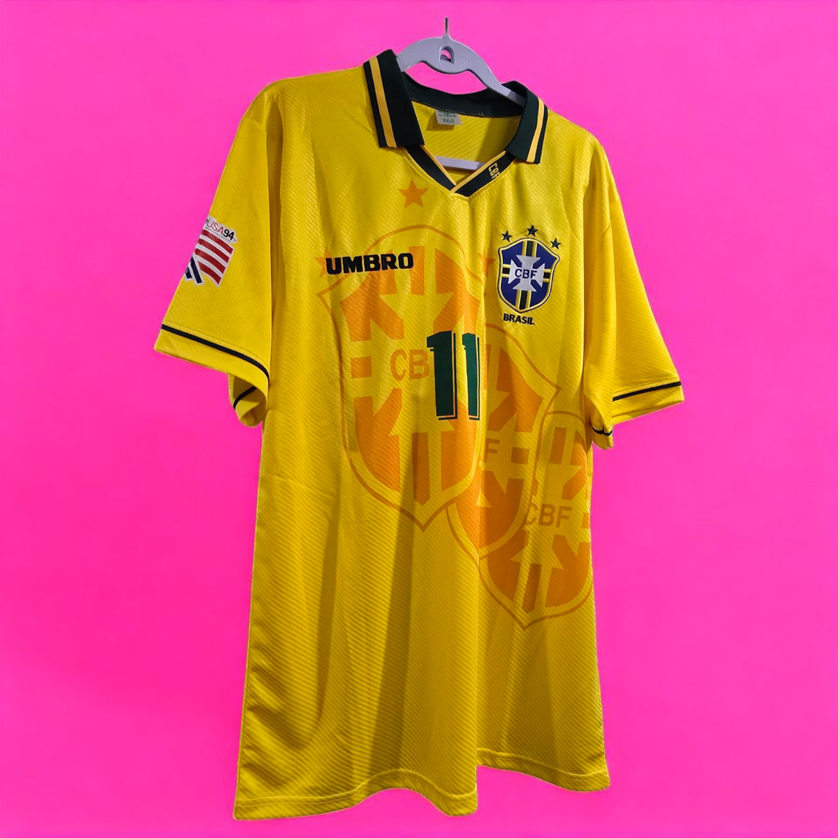 BRAZIL Home World Cup 94 - Soccer - Jersey Retro - ROMARIO # 11
