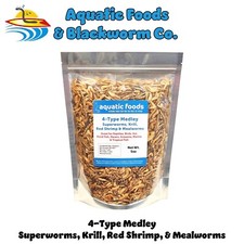5oz Freeze Dried 4-Type Mix Superworms, Mealworms, Krill  Red Shrimp