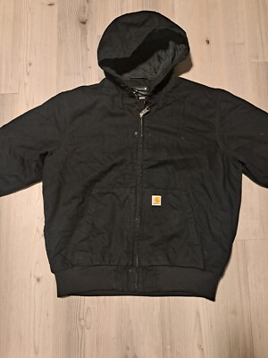 Mens CARHARTT Black Loose Fit Duck Insulated Active Jacket Sz XL