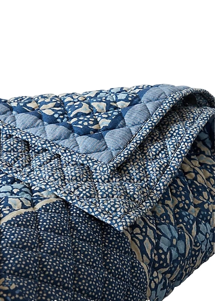 Ralph Lauren Penwood Indigo 多拼布被子 Twin 70"x 90" MSRP 180 美元 — 第 2/4 张图片