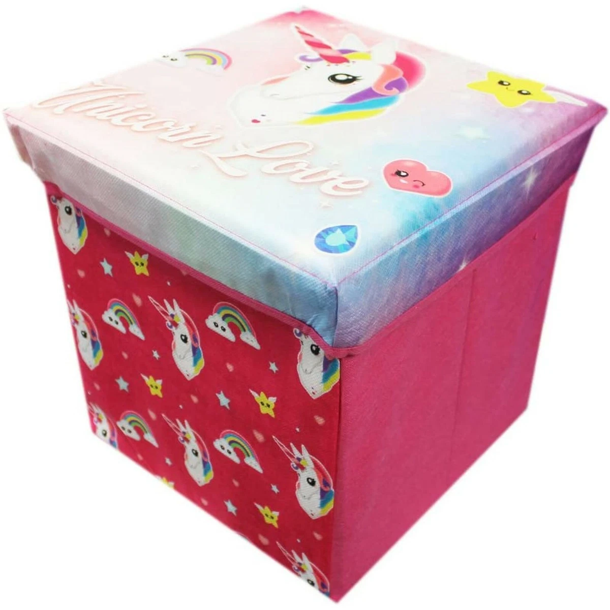 Hunter Price Pink Unicorn Ottoman Kids Bedroom Storage Cube 30x30x30cm