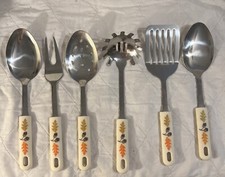 Temptations By Tara  6 Pc Silicone Stainless Utensil Set Old World Harvest EXC