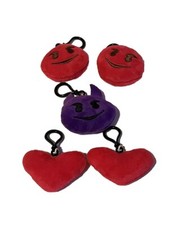 Assorted Lot Of 5 Emoji Plush Key Chain /Backpack Clips 2 New