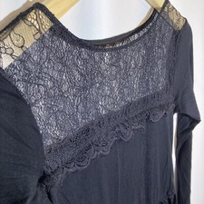 ASOS Women’s Women’s US 2 Black Viscose Lace Neckline Bottom Dress Long Sleeve
