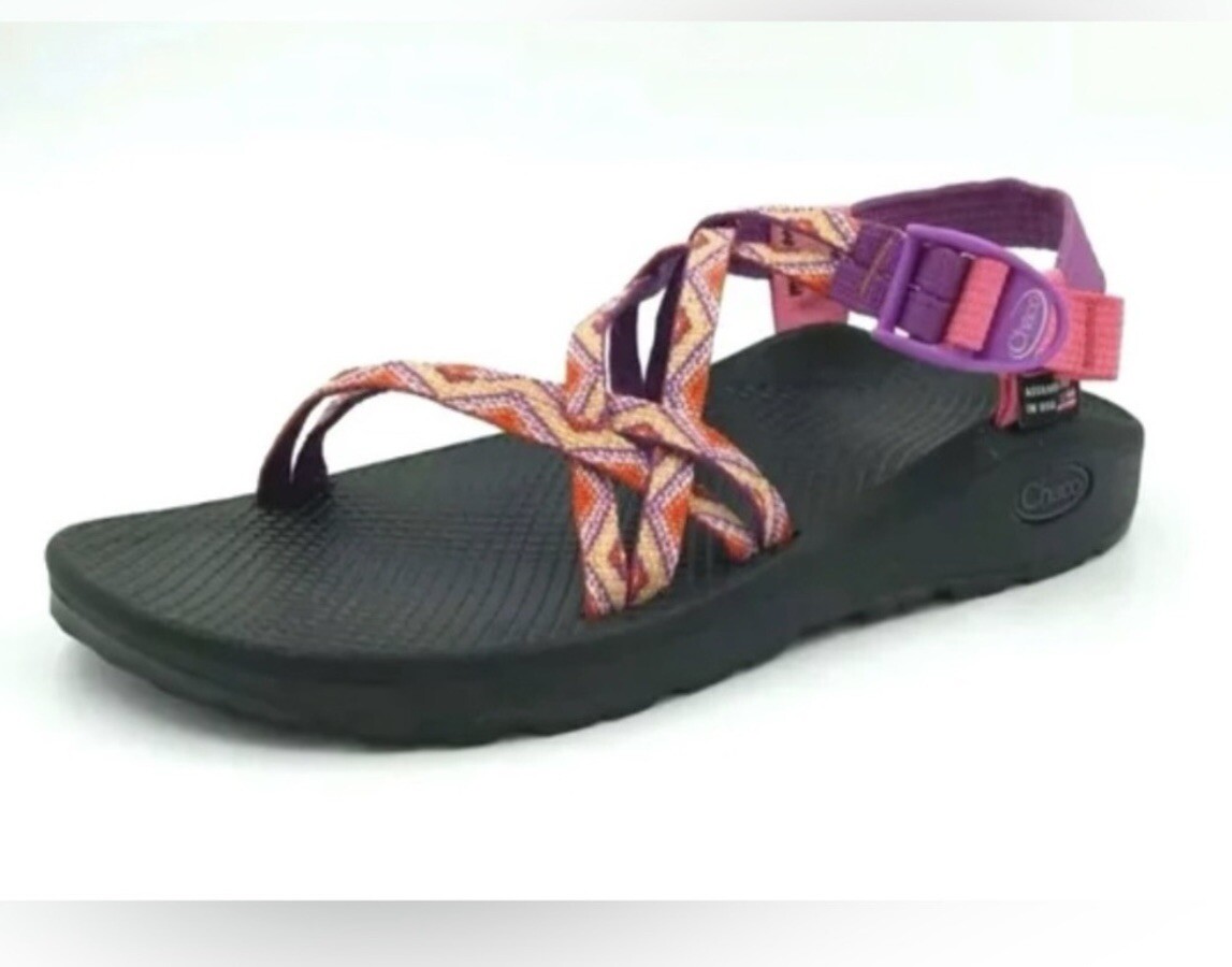 APL Sandali Chaco CARINI Geometrici Aztechi Cinturino Arancione e Viola Donna Tg 6