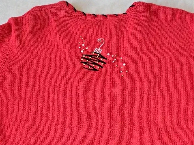 VTG Basic Editions Christmas Sweater Button Up Be… - image 3