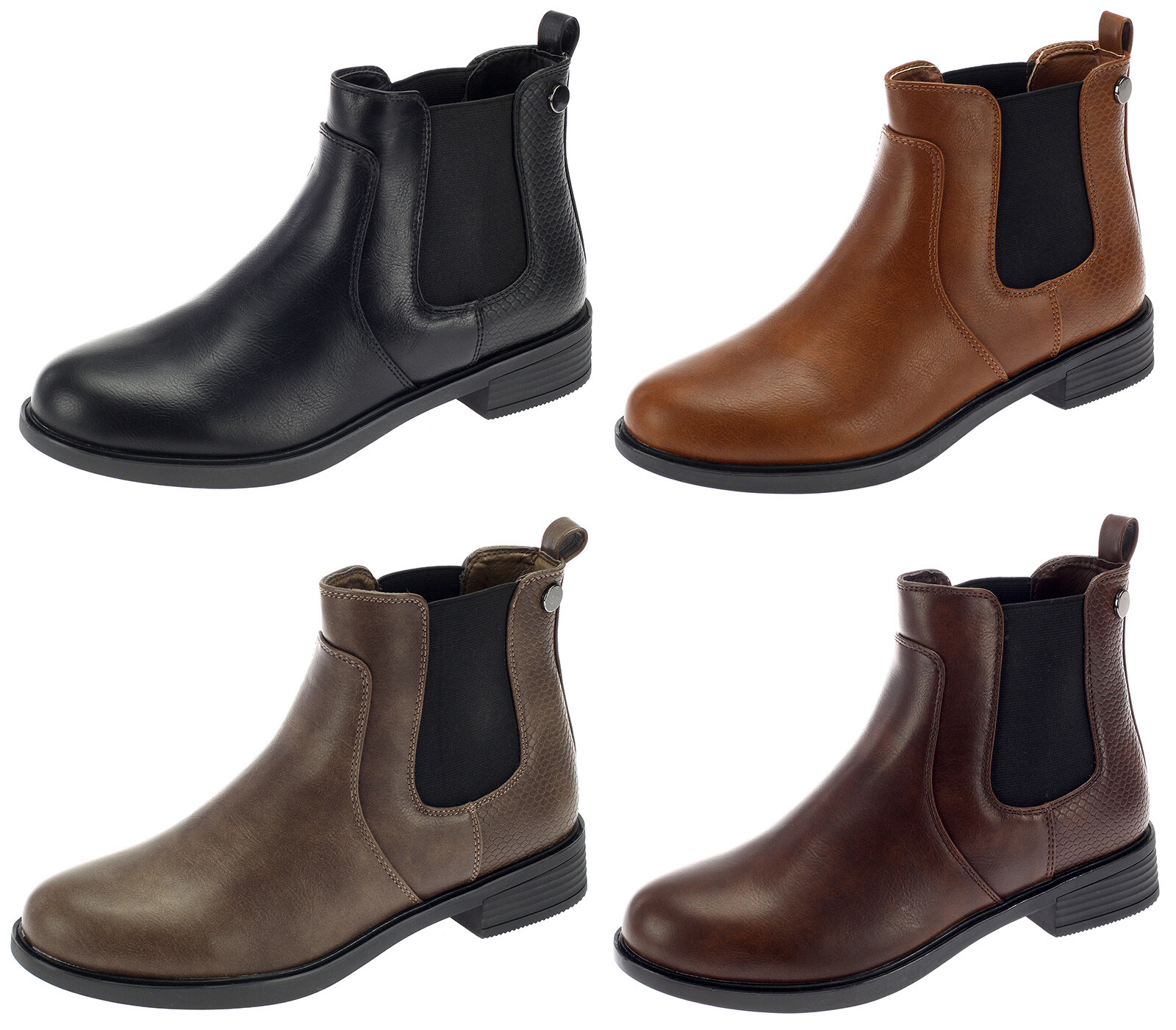 Damen Chelsea Boots Stiefeletten Leicht Damenschuhe Kunstleder Braun 36 37