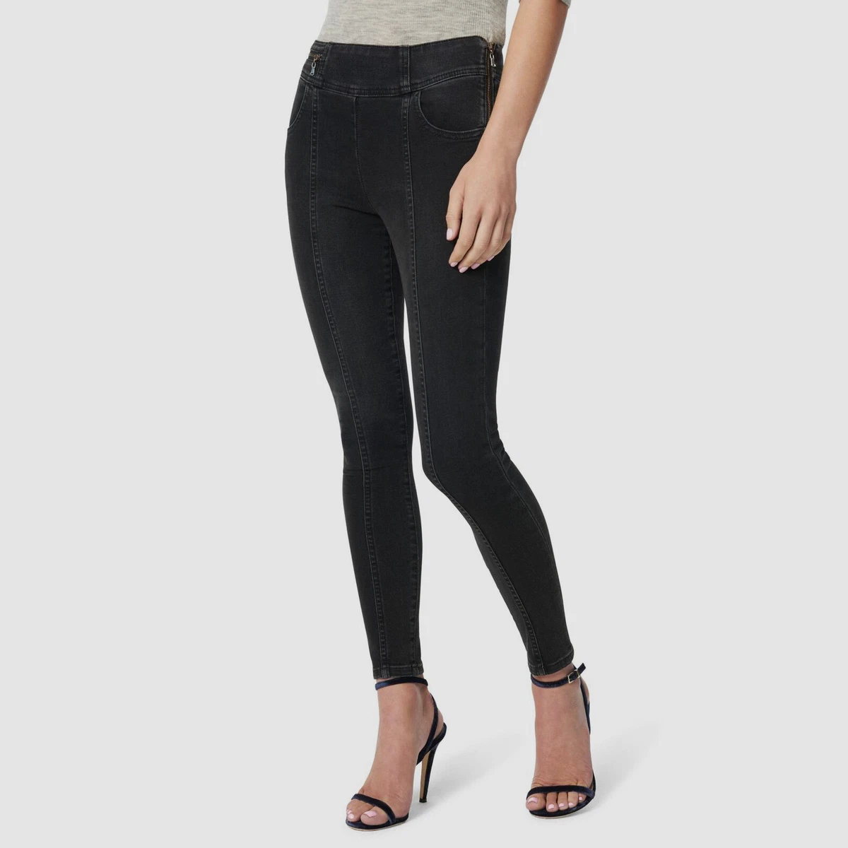 175 Joe s Women s Black Bella Zip Detail Ankle High Rise Skinny