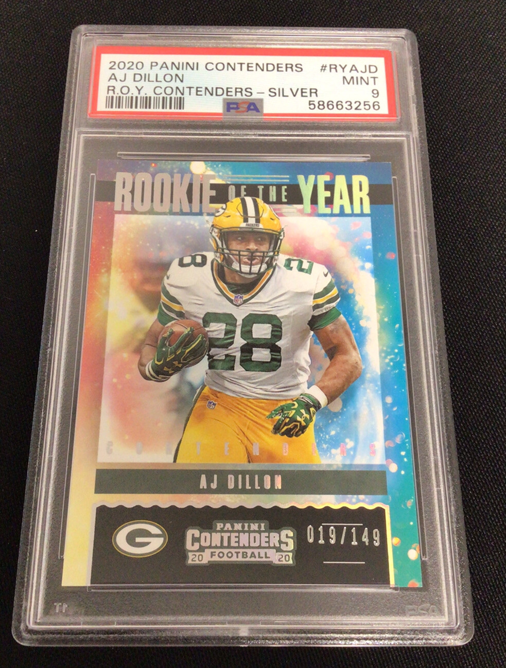 AJ Dillon Panini Contenders Rookie of the Year Contenders #RYAJD Silver