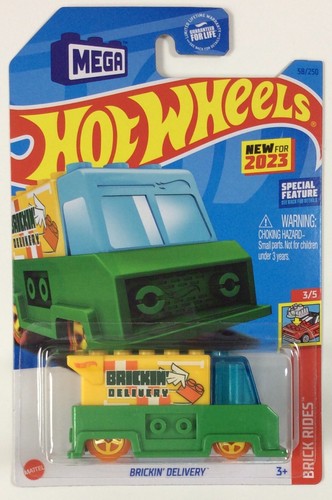 2023 Hot Wheels Brickin' Delivery & Custom Small Block Fits Lego Mega Lot of 2 - Picture 2 of 6
