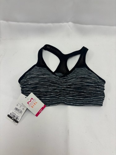 Maidenform self expressions girl sports bra black & white medium