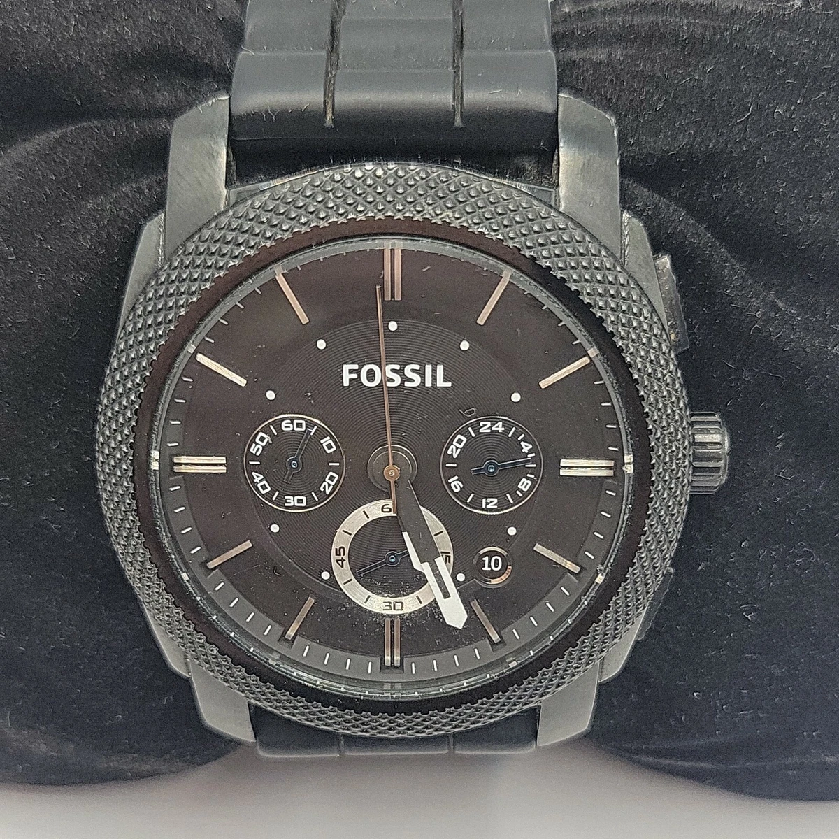 Fossil Machine FS4487 Mens Black Silicone Analog Dial Quartz