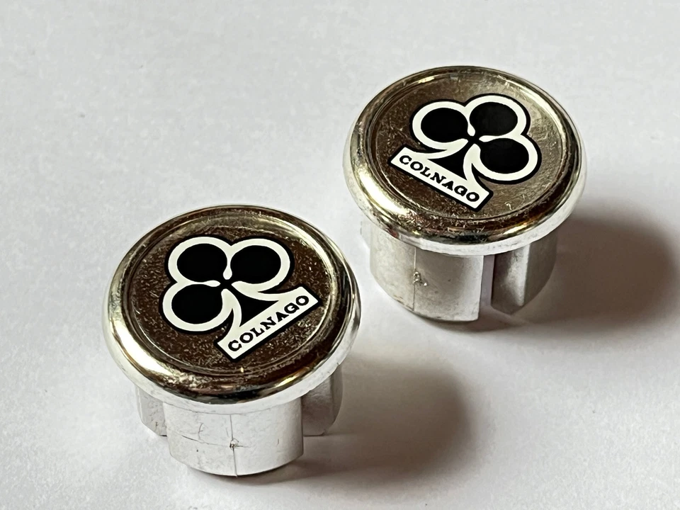 2x tappi manubrio handlebar caps COLNAGO bici corsa road NOS EROICA cromati - Immagine 4 di 4