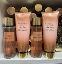 4 Pc Victoria  s Secret 2 Amber Romance Fragrance Body Mist 8.4 Fl Oz  2 Lotions