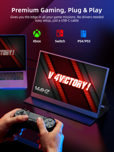 UPERFECT 17.3" 144Hz Portable Monitor 1080P USB C HDMI Second Screen LCD Display - Picture 3 of 10