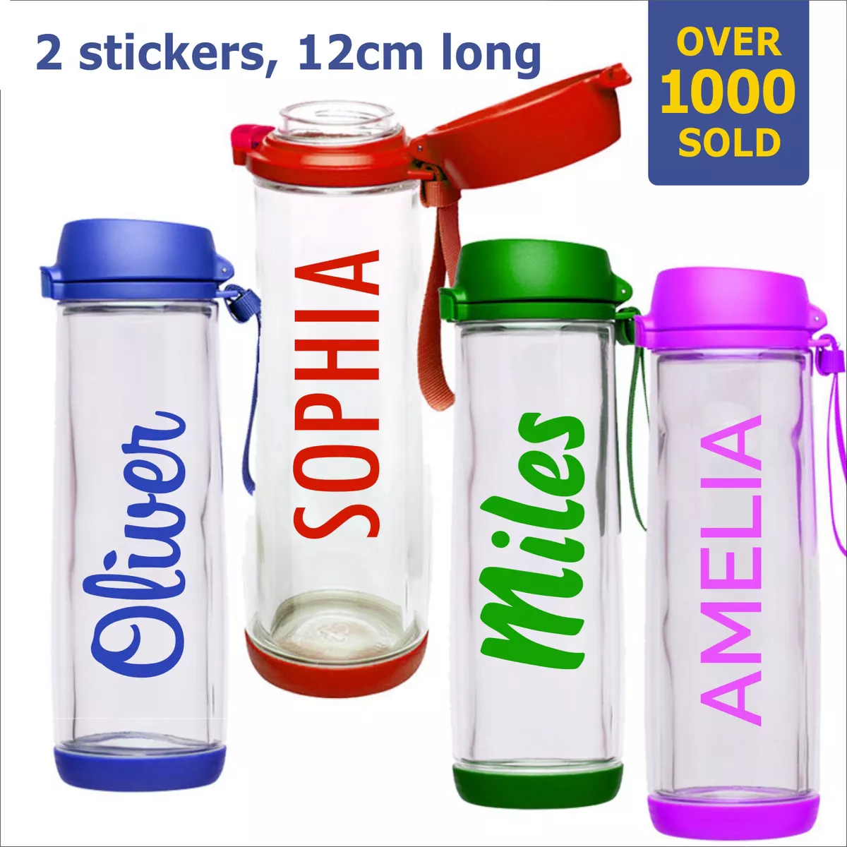 Personalized Water Bottle Kids Name Stickers Labels Gym Drink Lunch Box  School