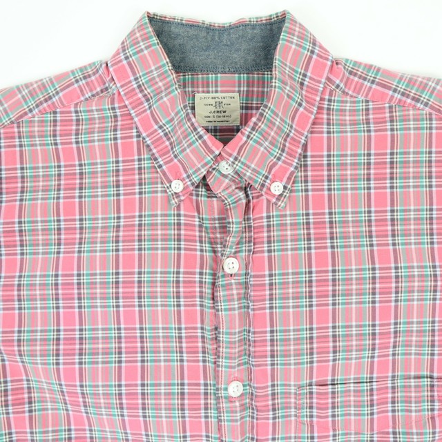 J CREW Casual Button Down Shirt Mens SMALL Faded Pink & Green Plaid eBay