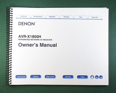Denon AVR-X1800H Instruction Manual: Full Color 286 Pages & Protective Covers!