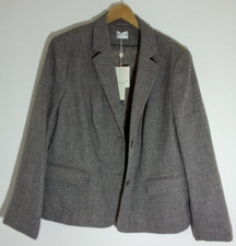 Eastex Grey Jacket Brown Pockets Shoulder Pads Size Uk 22 - New With Tags
