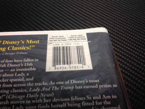 Lady and the Tramp Sealed Walt Disney Masterpiece Collection VHS Vintage Video - Picture 2 of 5