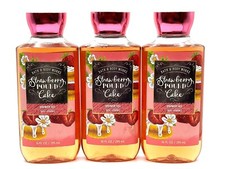 LOT 3 BATH  BODY WORKS STRAWBERRY POUND CAKE BODY WASH SHOWER GEL 10 FL OZ SHEA