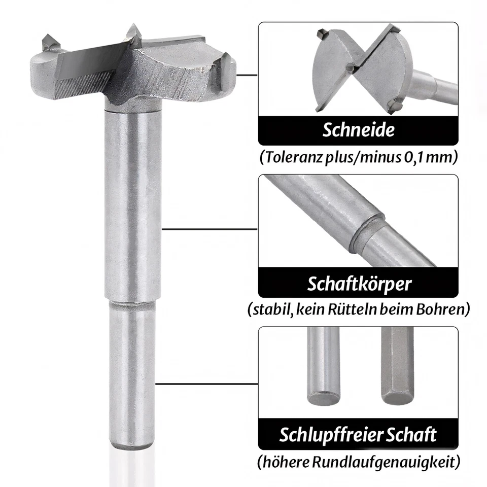 Forstnerbohrer Holzbohrer Astlochbohrer Kunstbohrer Scharnierbohrer Ø 15mm-100mm - Bild 4 von 4