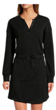 Andrew Marc Tie Waist Black Sweater Sneaker Dress X-Small