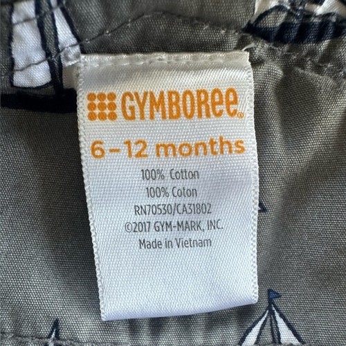 Gymboree Infant Boys 100% Cotton Nautical Grey Sailboats Overalls Size 6-12 Mo. - Picture 5 of 5