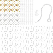 50Pcs Clear Plastic Earring Hooks - Non-Allergenic for Sensitive Ears