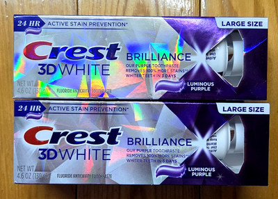 2 X CREST 3D WHITE BRILLIANCE LUMINOUS PURPLE TOOTHPASTE 4.6oz