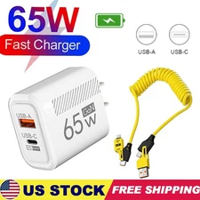 65W Fast Charging Wall Charger & 4-in-1 cable For Samsung iPhone Android Phone