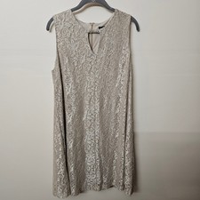 Jessica Howard Beige And Sparkle Lace Overlay Dress A Line Size 12