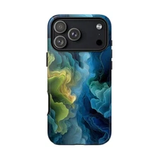 Phone Ink - Case for iPhone/Galaxy/Pixel - Blue Green Fluid Waves