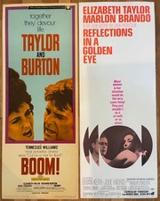Elizabeth Taylor Set 2 Insert Movie Posters Boom! 1968 & Reflections 1967 14x36