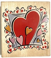 Bloomin Hearts Rubber Stamp Wood Mount Rubber Stampede 3.25x3.75" Love Valentine
