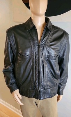 Vintage Byrnes & Baker Black Leather Jacket Made In KOREA Mens Sz XL *No Liner