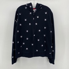 Disney Mickey Mouse All Over Print Zip Up Hoodie Black Womens Large