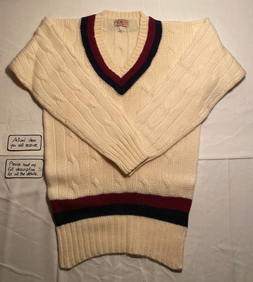 VTG Alan Paine 100% Wool Cricket Cable Knit Sweater Made in England *** Not Worn