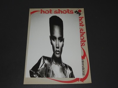 GRACE JONES - WARM LEATHERETTE / HOT SHOTS ARIOLA PROMO-SHEET & PHOTO 1980